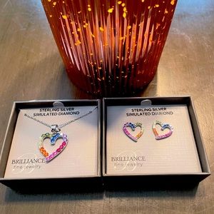 Brilliance 🌈❤️ rainbow heart pendant and earrings
